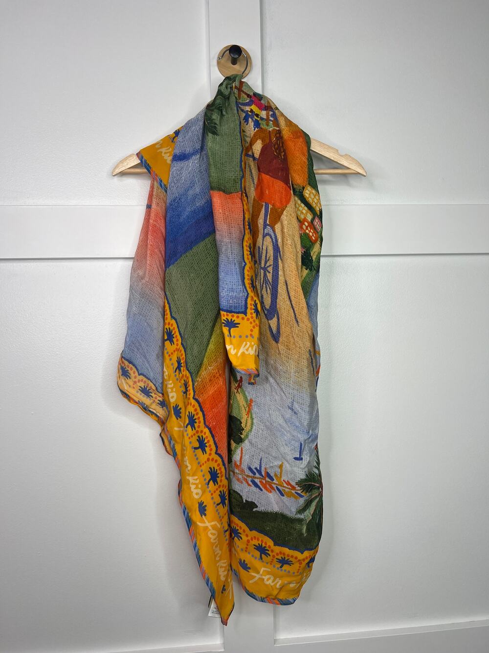 NEW Farm Rio Silk Wrap Printed Women's Long Multi Functional Scarf Yellow